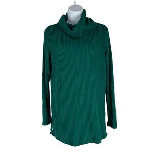 Liz Claiborne Womens Green Ribbed Cowl Neck Sweater Size M Long Sleeve
